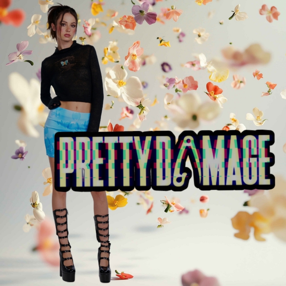 PRETTY DAMAGE Cropped Butterfly Sweater